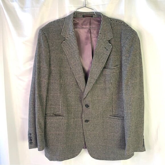 MADE IN POLAND WOOL BLAZER PREMIUM HOUNDSTOOTH BLAZER MULTICOLOUR MEN  SIZE 44R - Picture 3 of 9